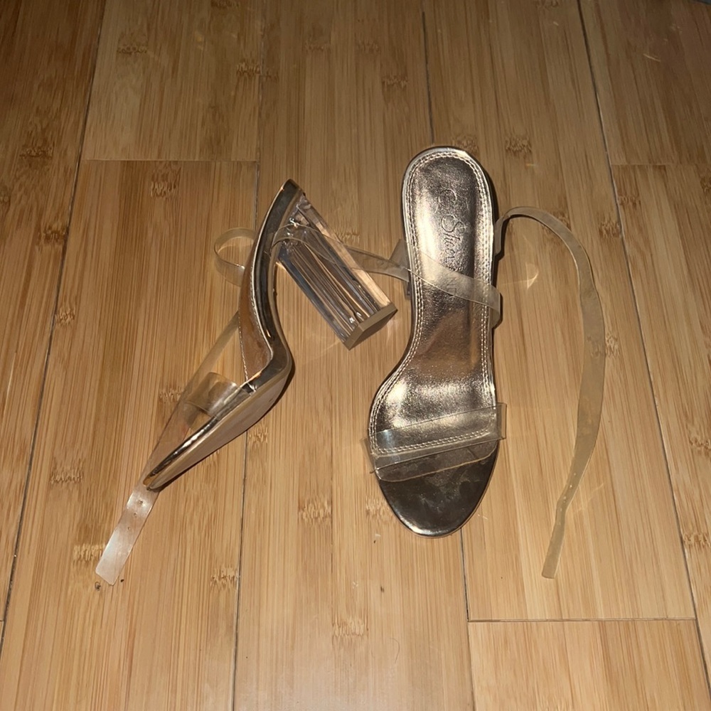 Clear Heel with gold insert detail